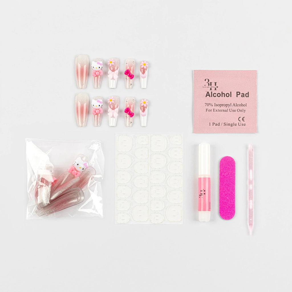 Hello Kitty 3H Nails 3D Press-On Nails, Long