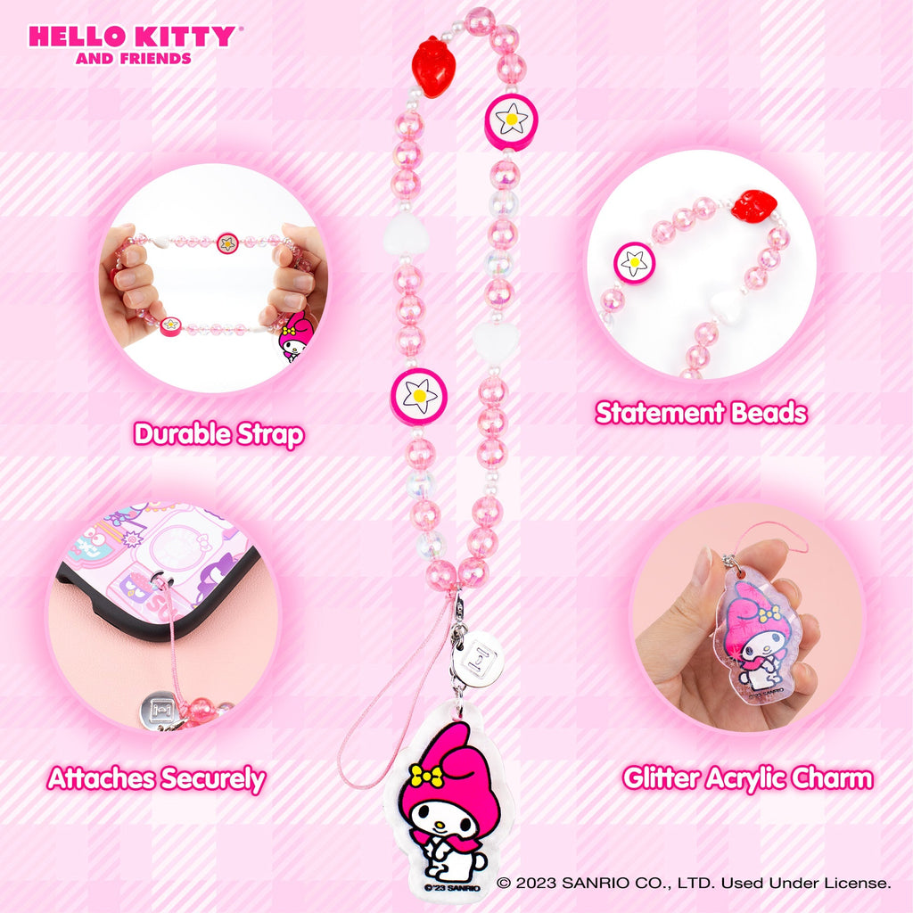 My Melody Beaded Charm Phone Wrist Strap