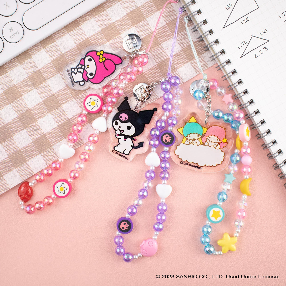 My Melody Beaded Charm Phone Wrist Strap