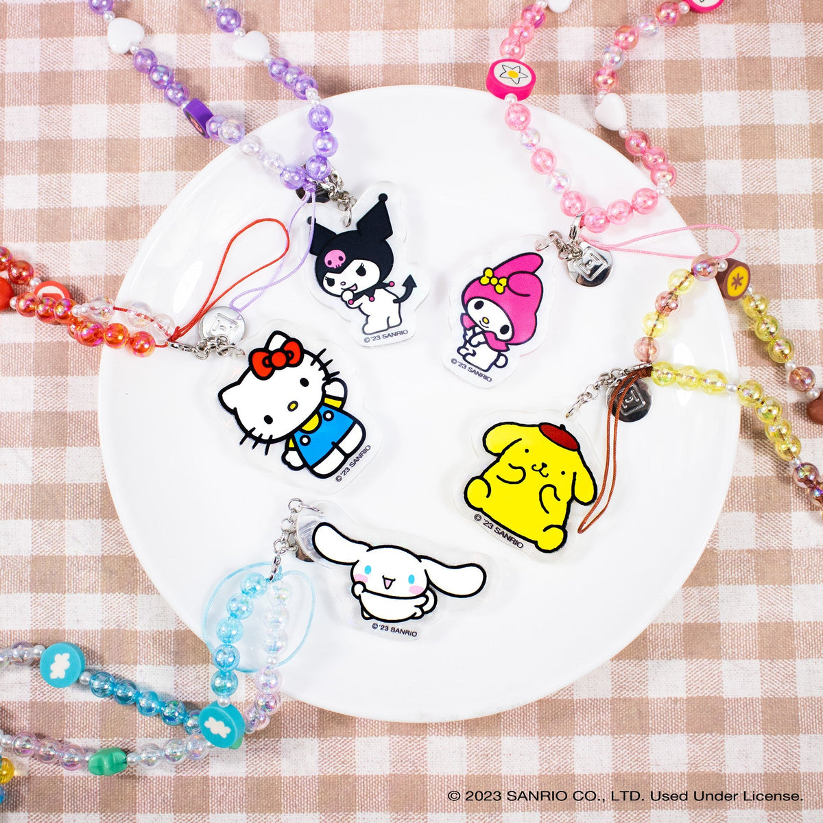 My Melody Beaded Charm Phone Wrist Strap