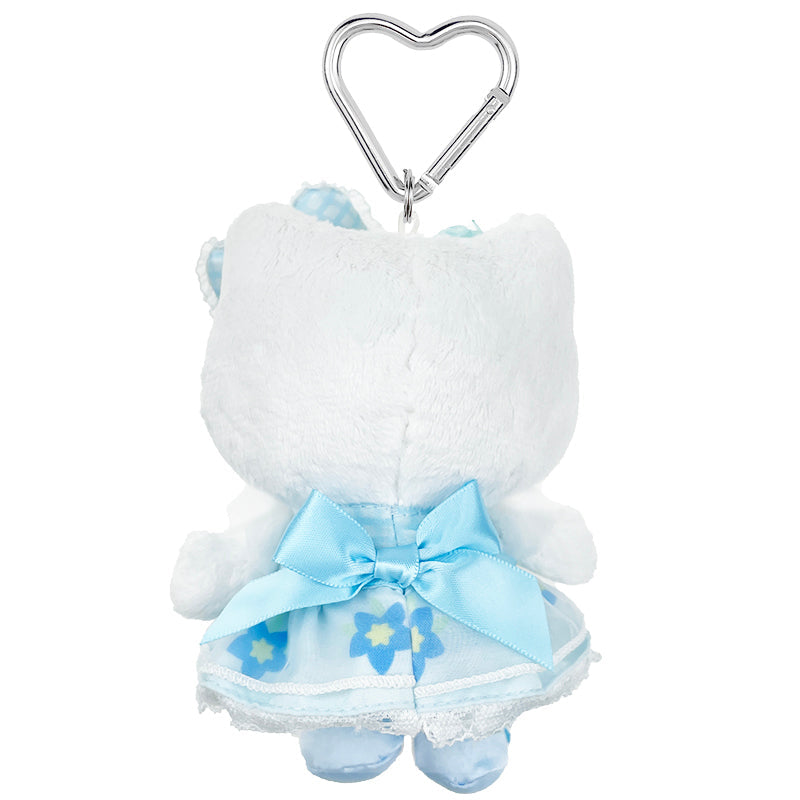 Hello Kitty Blue Plush Mascot Keychain, 50th Anniversary Floral