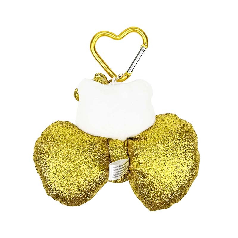 Hello Kitty 50th Anniversary Gold Mascot Keychain, Metallic Bow
