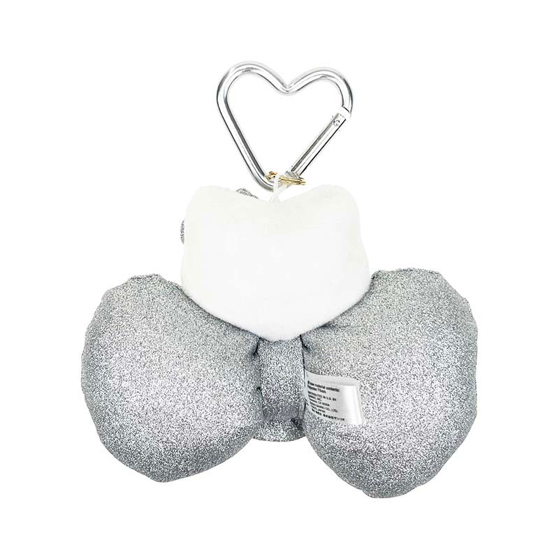 Hello Kitty 50th Anniversary Silver Mascot Keychain, Metallic Bow