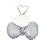 Hello Kitty 50th Anniversary Silver Mascot Keychain, Metallic Bow