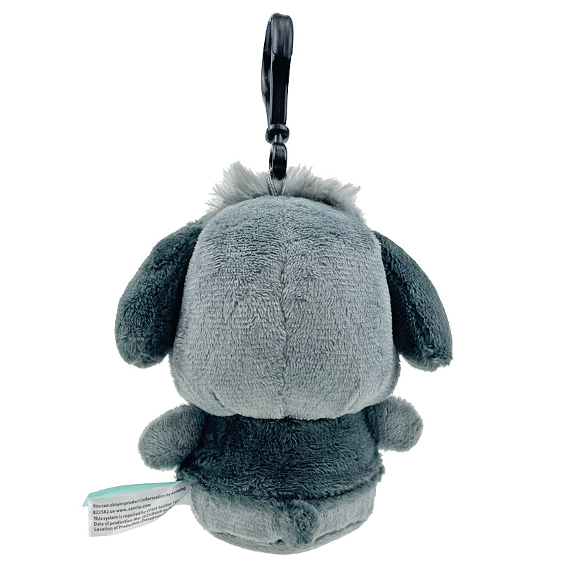 Pochacco Ash Monochrome Plush Mascot Clip, 4 Inch