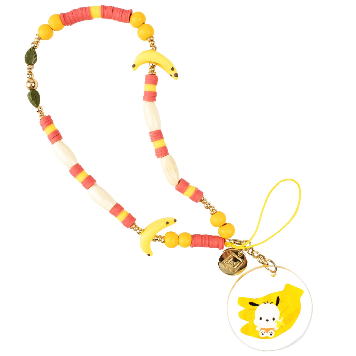 Pochacco Banana Beaded Charm Mobile Phone Wrist Strap