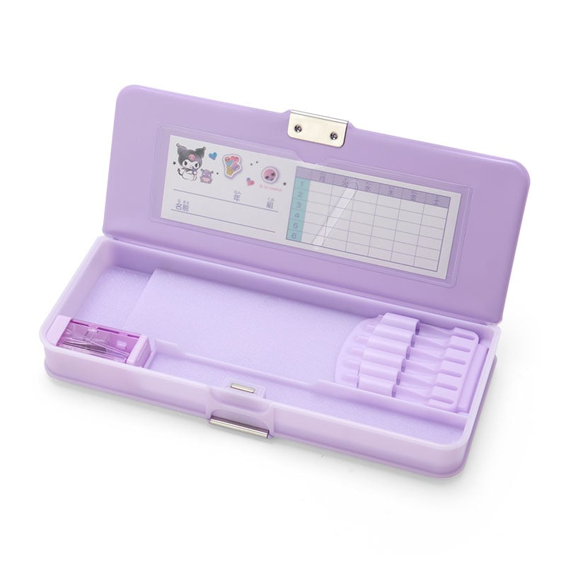Kuromi 2-Way Puffy Vinyl Pencil Case With Sharpener