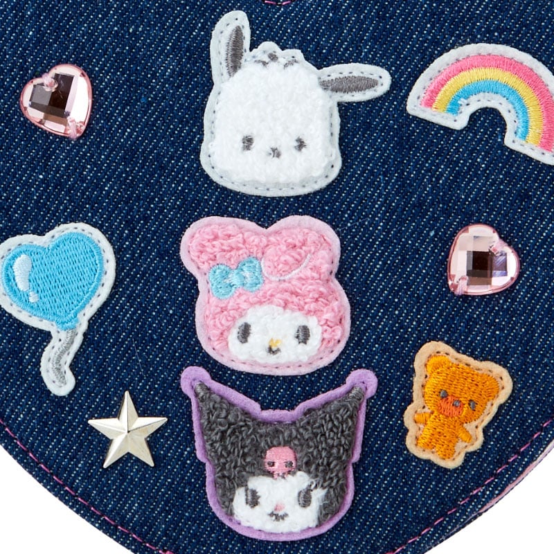 Sanrio Characters Folding Stand Mirror, Denim Patch Series