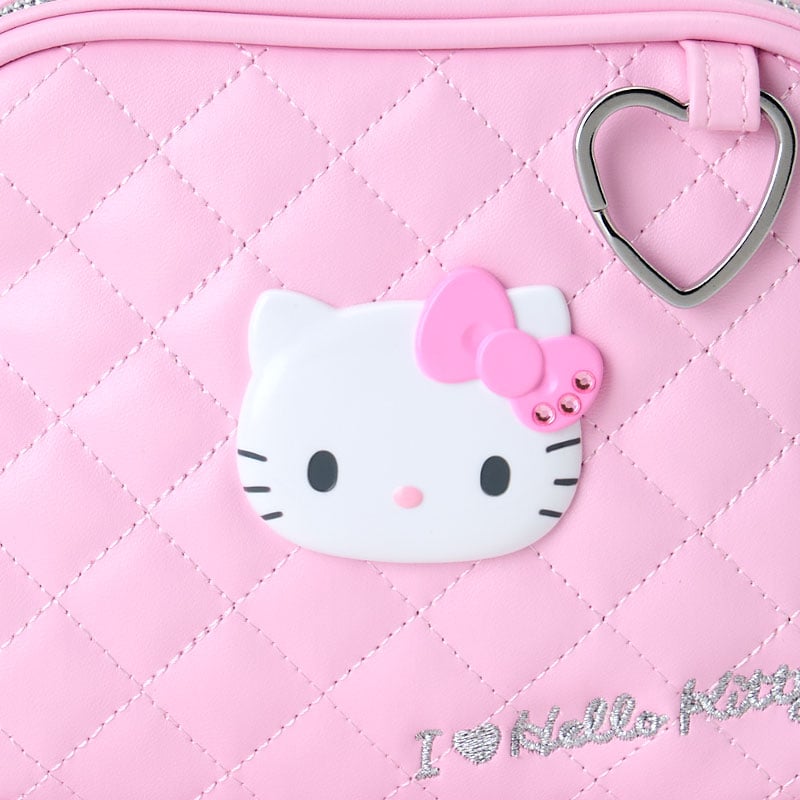 Hello Kitty Pink Quilted Rhinestone Zipper Pouch, I Love Hello Kitty Series