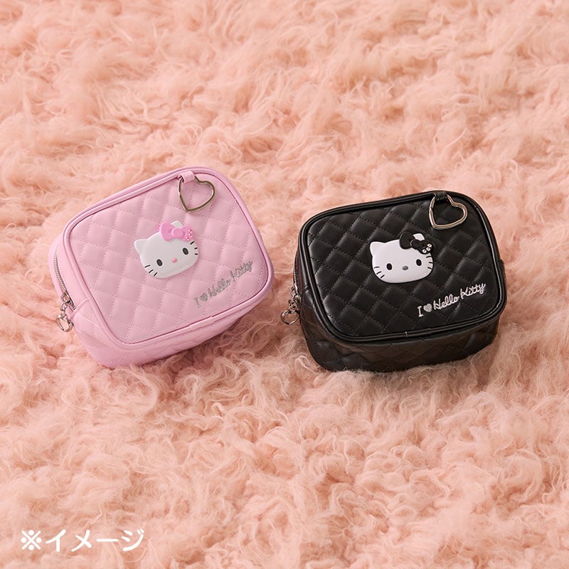 Hello Kitty Pink Quilted Rhinestone Zipper Pouch, I Love Hello Kitty Series