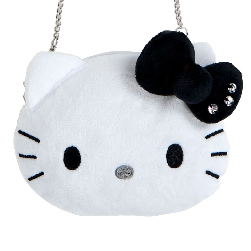 Hello Kitty Black Plush-Feel Micro Mini Crossbody with Chain Strap