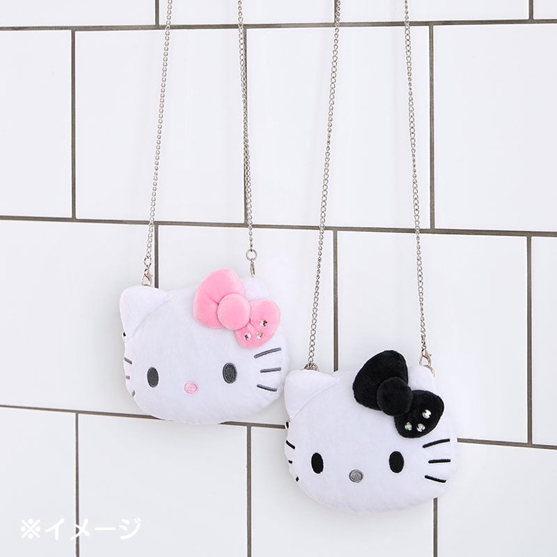 Hello Kitty Black Plush-Feel Micro Mini Crossbody with Chain Strap