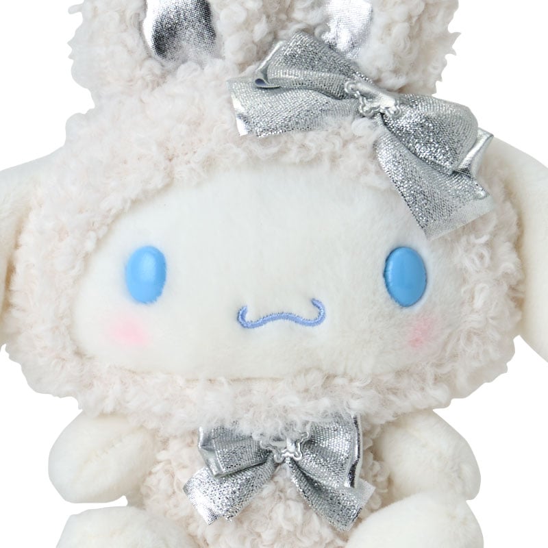 Cinnamoroll 9 Inch Burled Bunny Plush with Metallic Bow, Snow Bunny Series