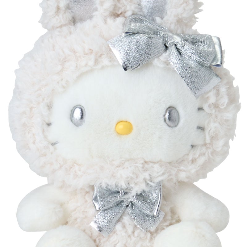 Hello Kitty 9 Inch Burled Bunny Plush with Metallic Bow, Snow Bunny Series