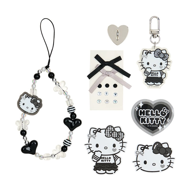 Hello Kitty Smartphone Charm Set (Silver Houndstooth Series)