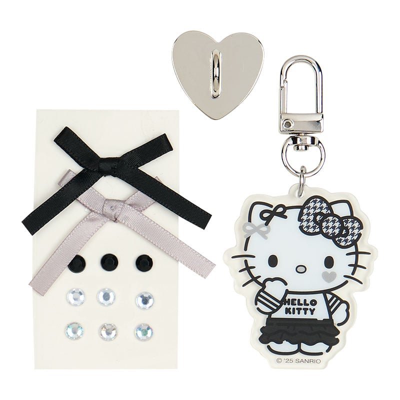 Hello Kitty Silver Houndstooth DIY Smartphone Charm Set
