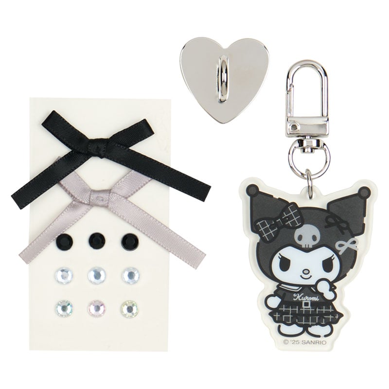 Kuromi Silver Houndstooth DIY Smartphone Charm Set