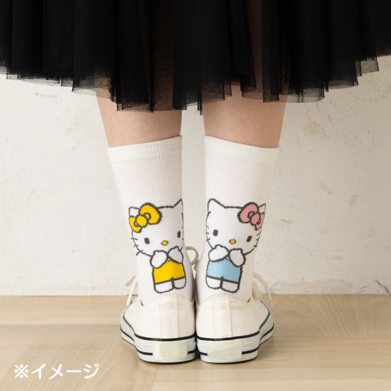 Hello Kitty Besties Cotton Crew Socks with Heel Patterns