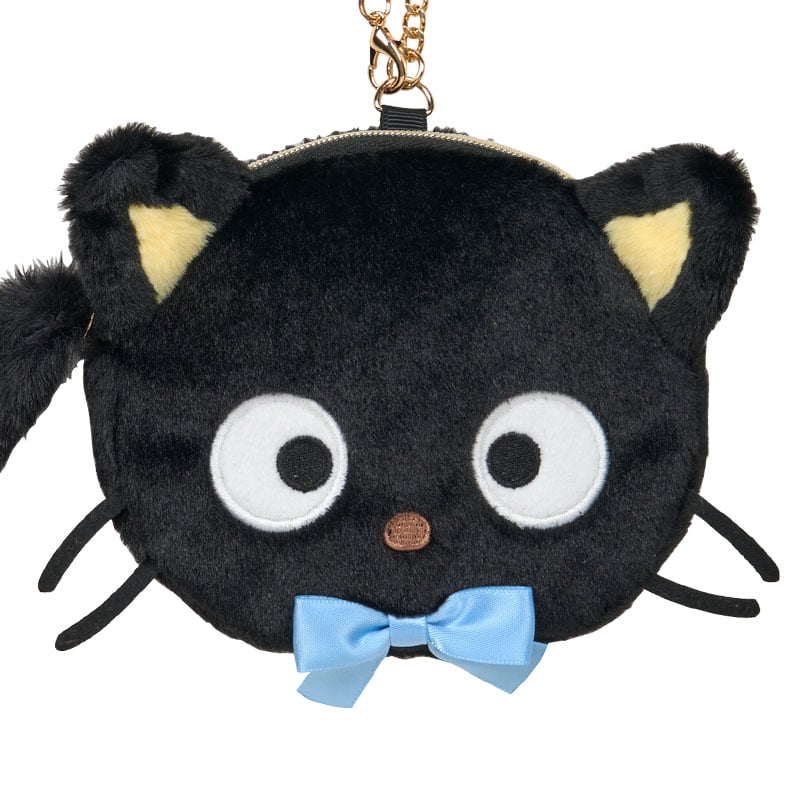Chococat Plush Mini Face Zipper Pouch with Lobster Clasp, Sanrio Cat Club Series