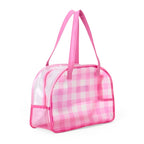Hello Kitty Clear Gingham Boston Handbag with Glitter Patch