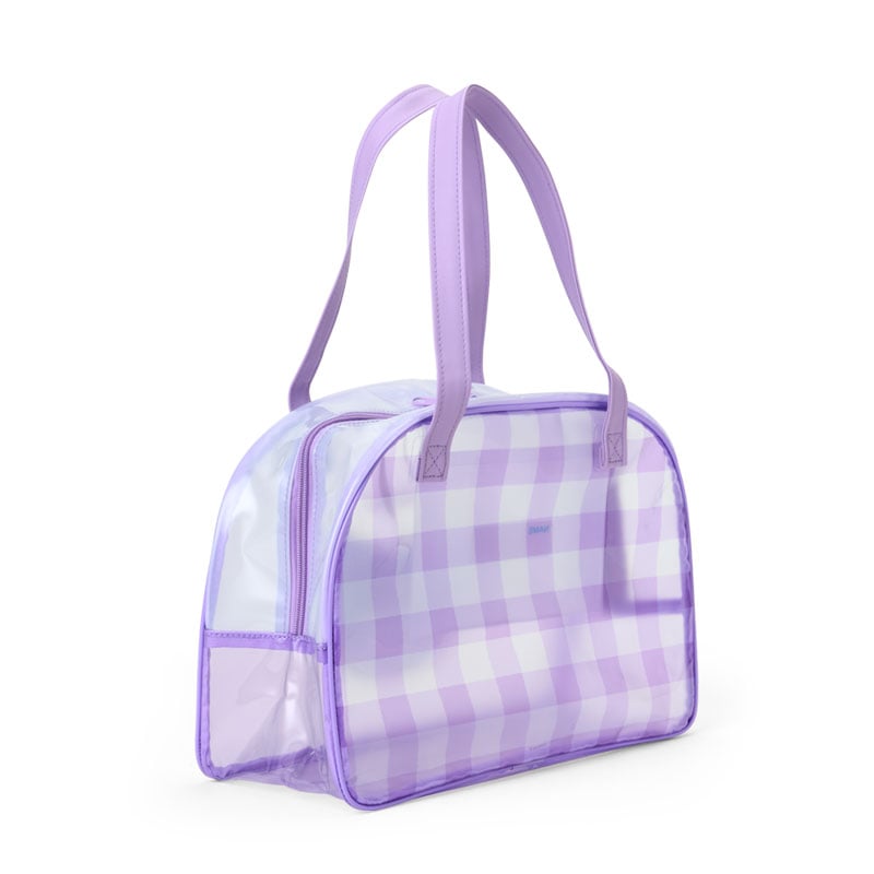 Kuromi Clear Gingham Boston Handbag with Glitter Patch