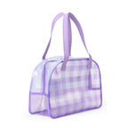 Kuromi Clear Gingham Boston Handbag with Glitter Patch